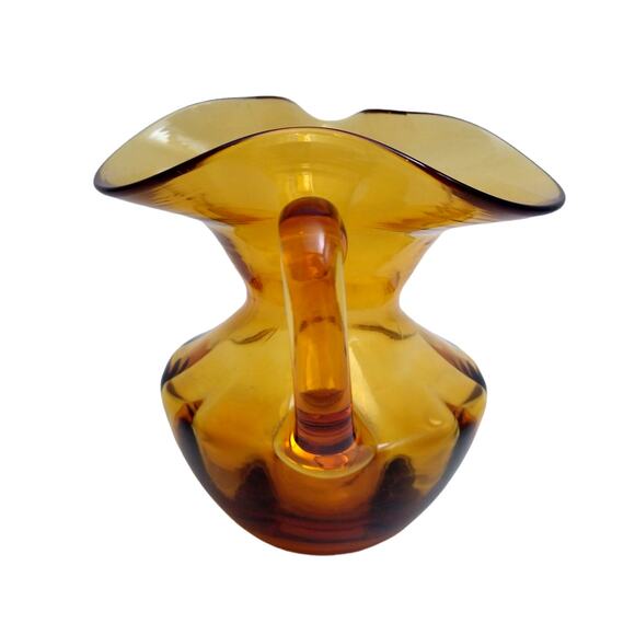 Rainbow Glass Hand Blown Amber Small Pitcher - Picture 4 of 6
